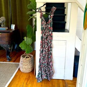 Tanya Taylor silk maxi dress with leg split